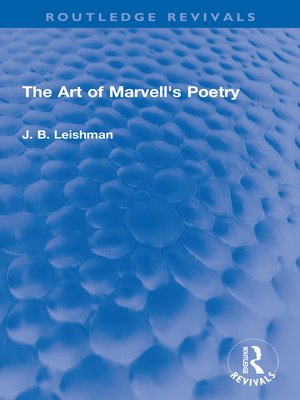cover image of The Art of Marvell's Poetry